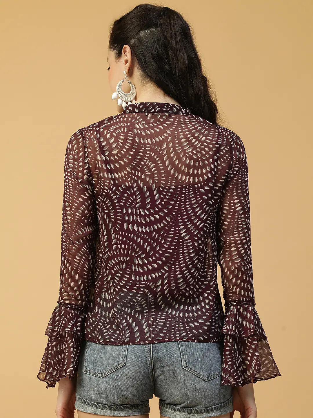 Women Maroon Printed Shirt