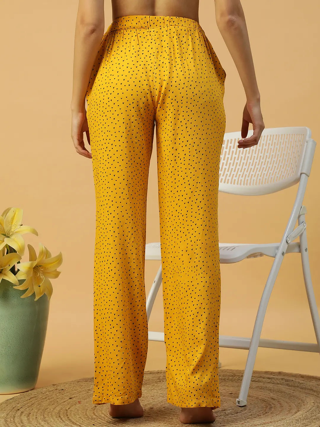 Yellow Printed Nightwear Pajama