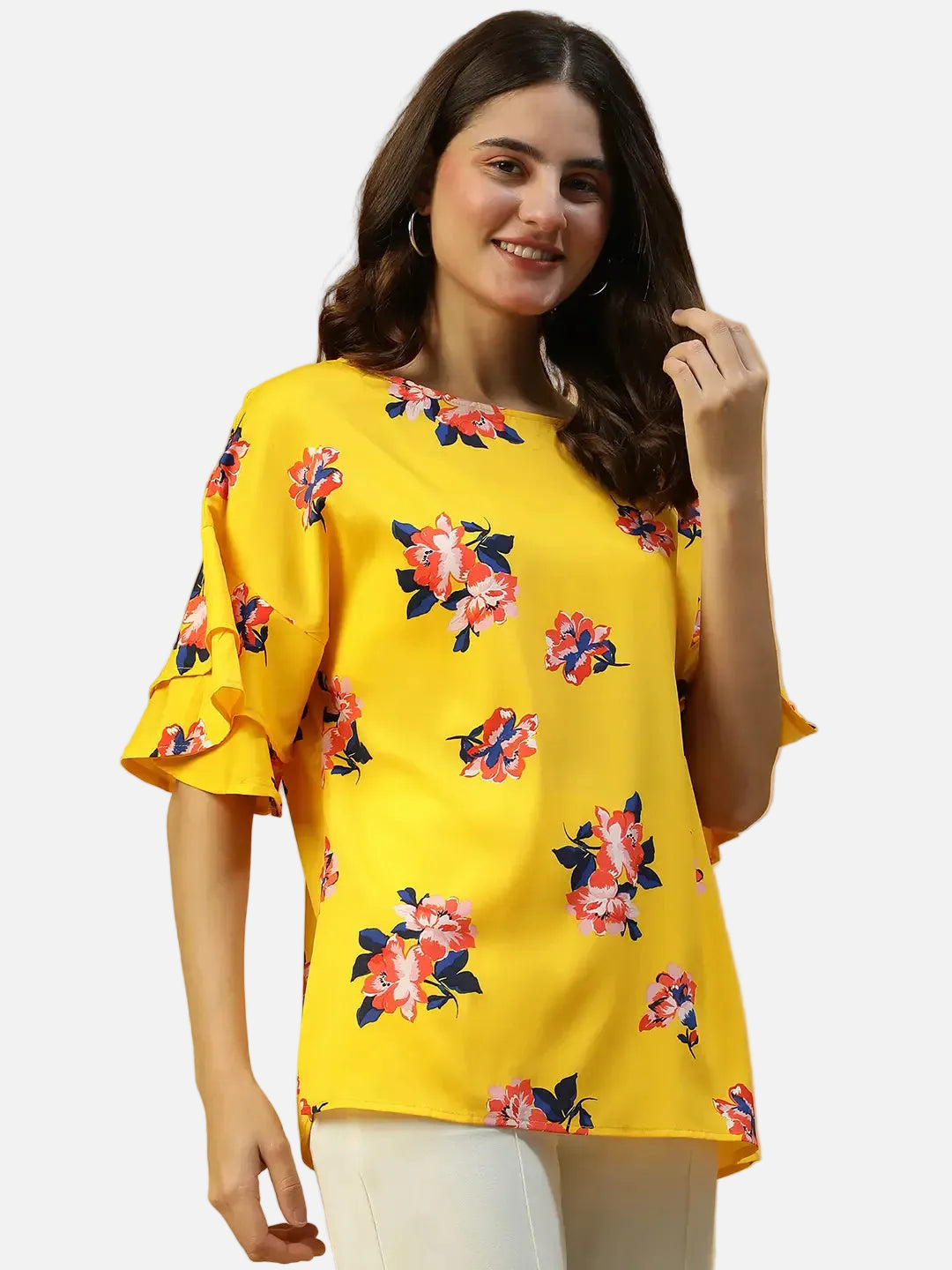 Yellow Floral Print Top