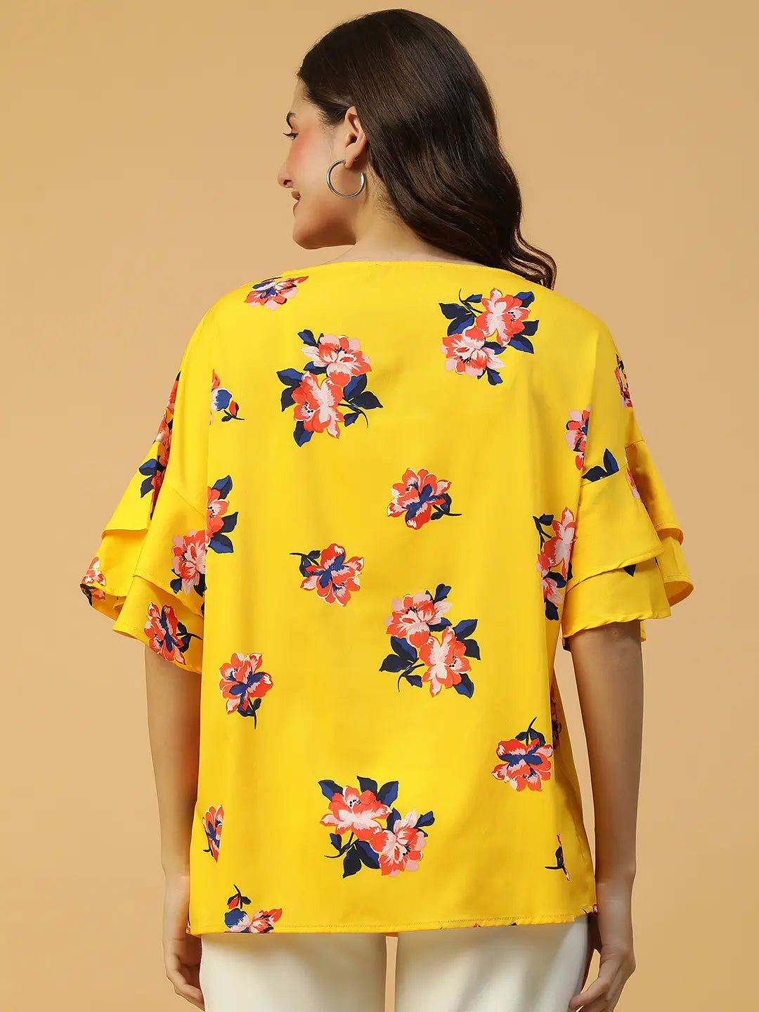 Yellow Floral Print Top