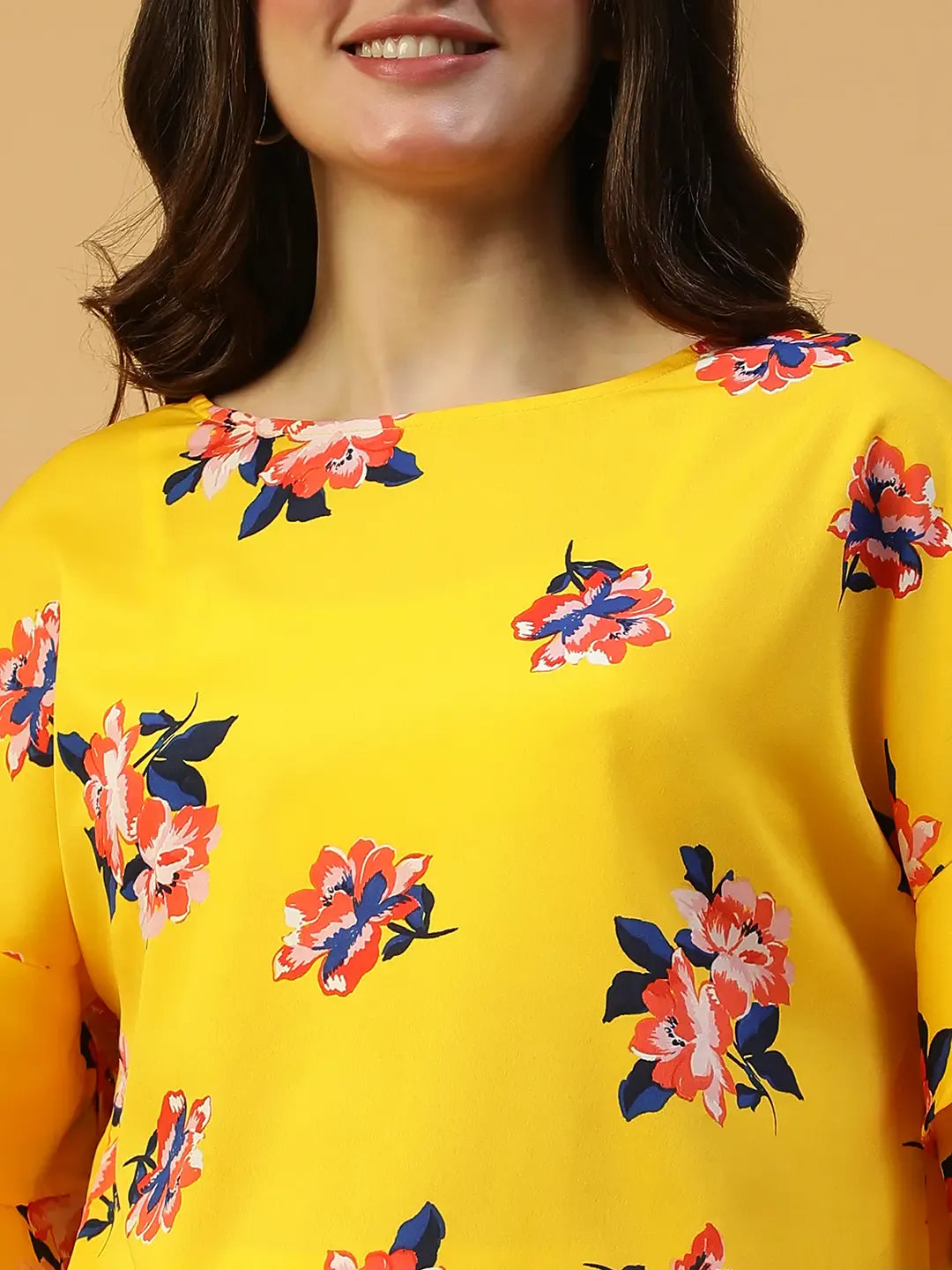 Yellow Floral Print Top