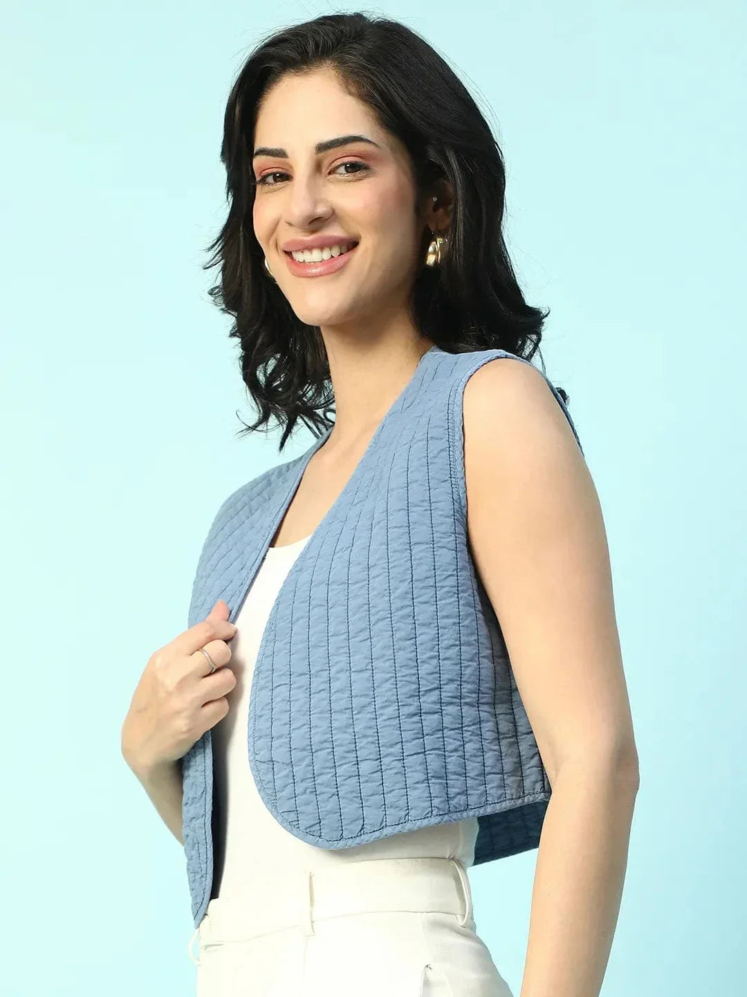 Blue Cotton Shrug