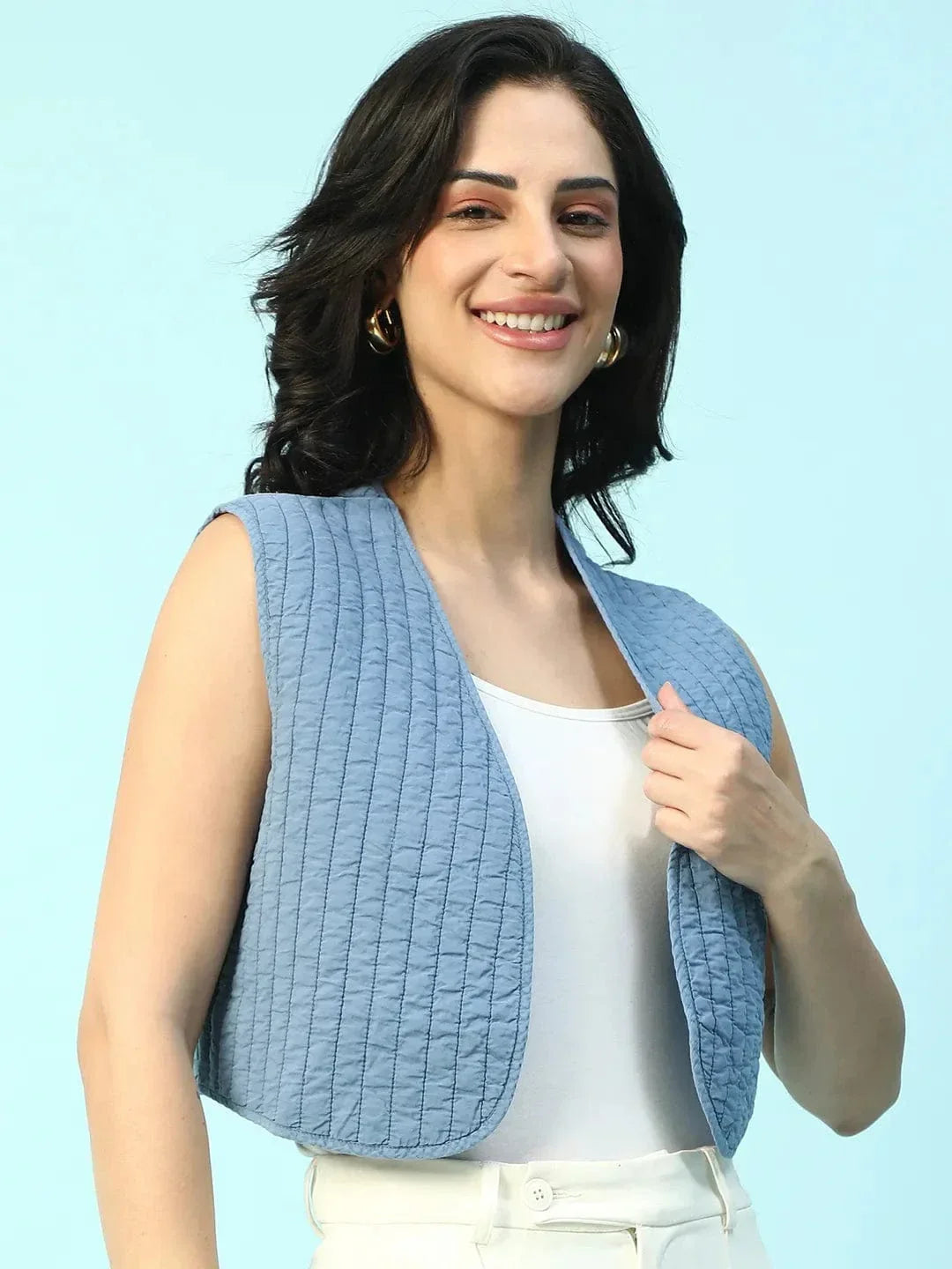 Blue Cotton Shrug