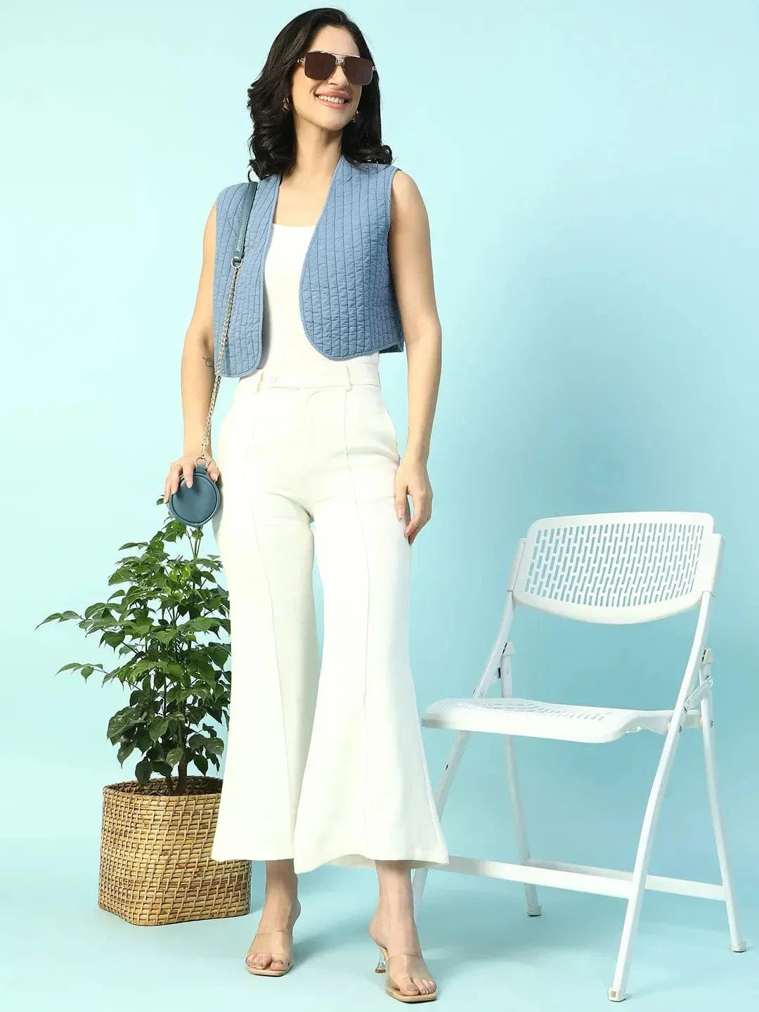 Blue Cotton Shrug
