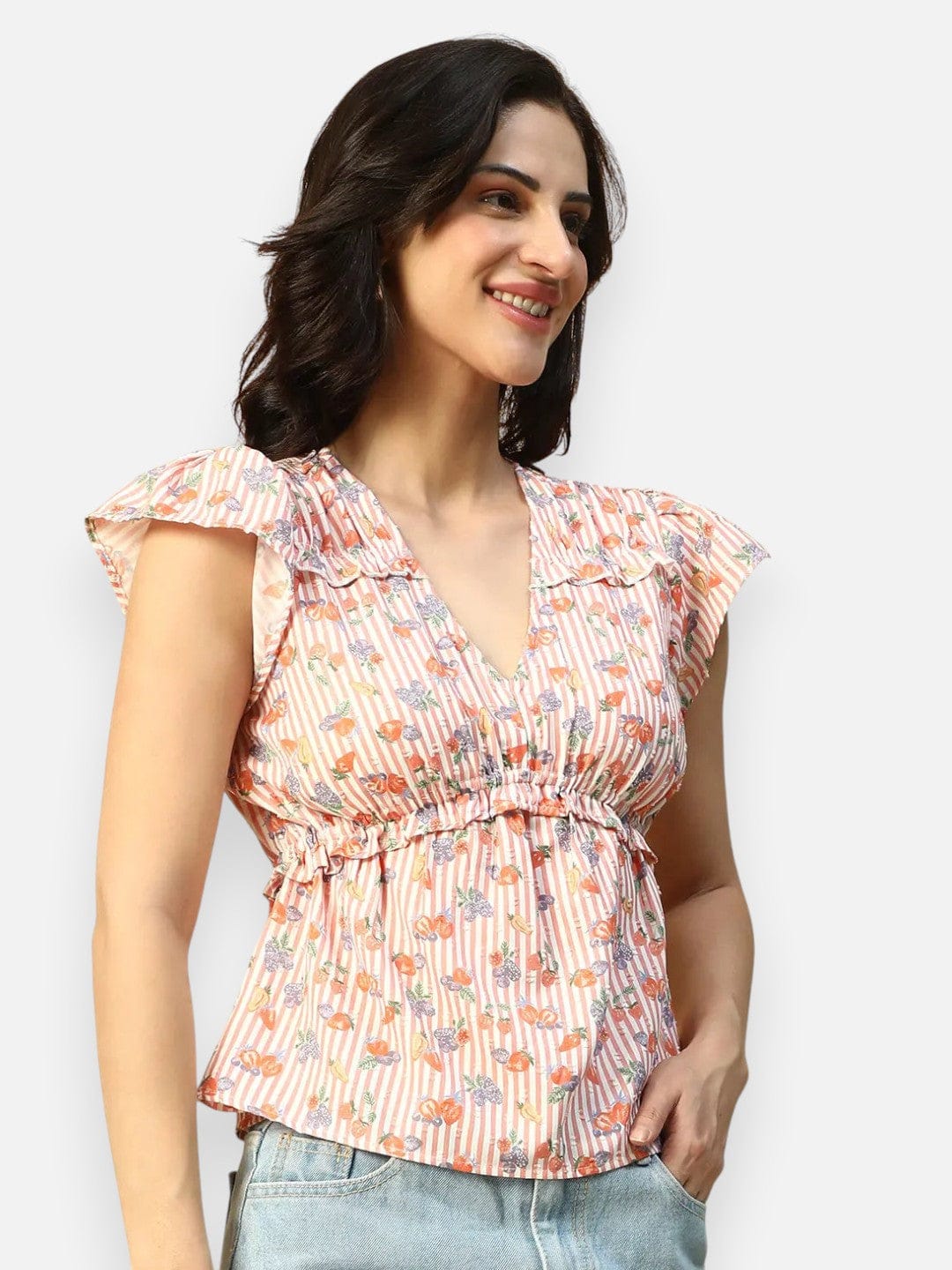 Pink Floral Print Top