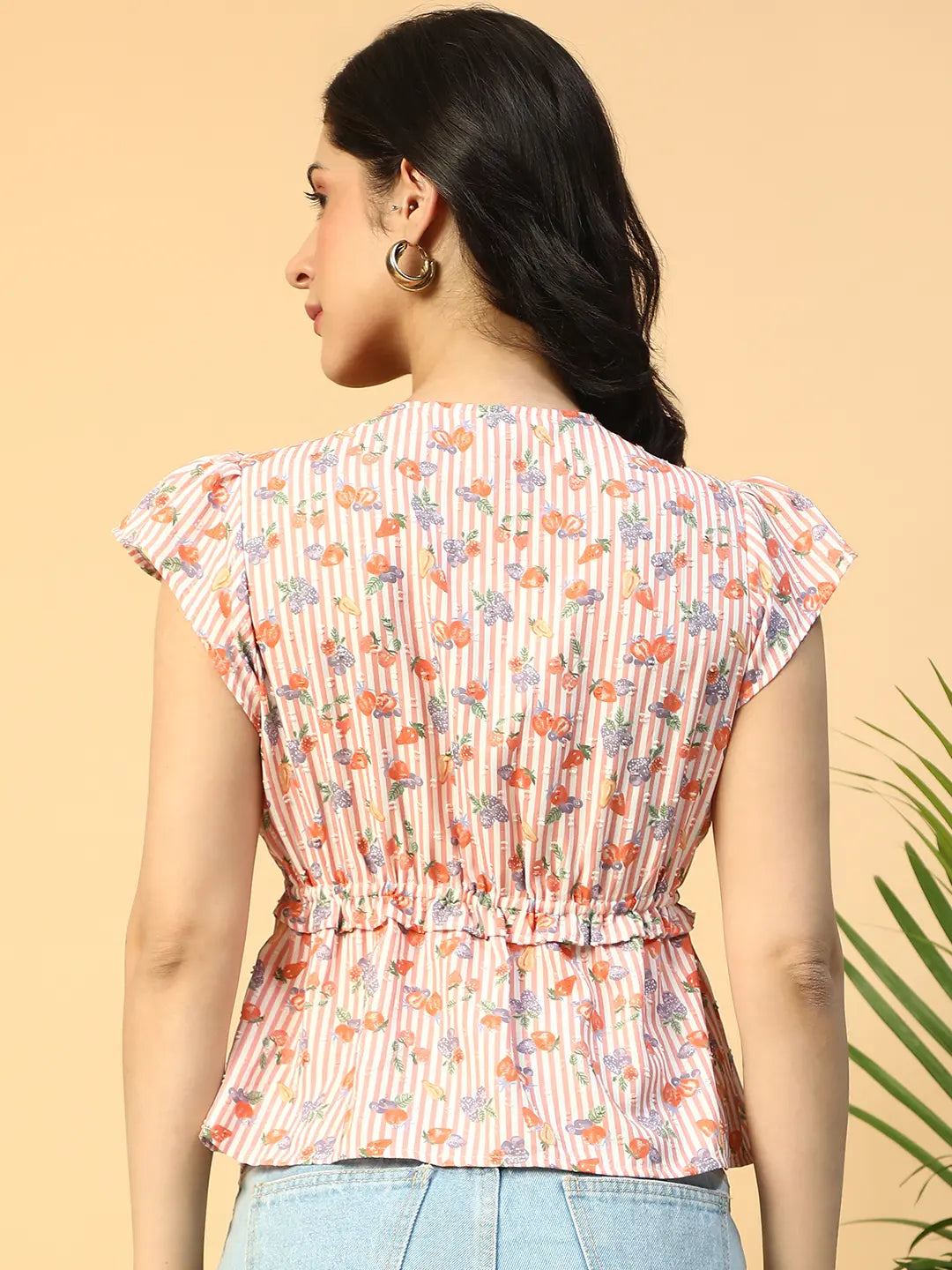 Pink Floral Print Top