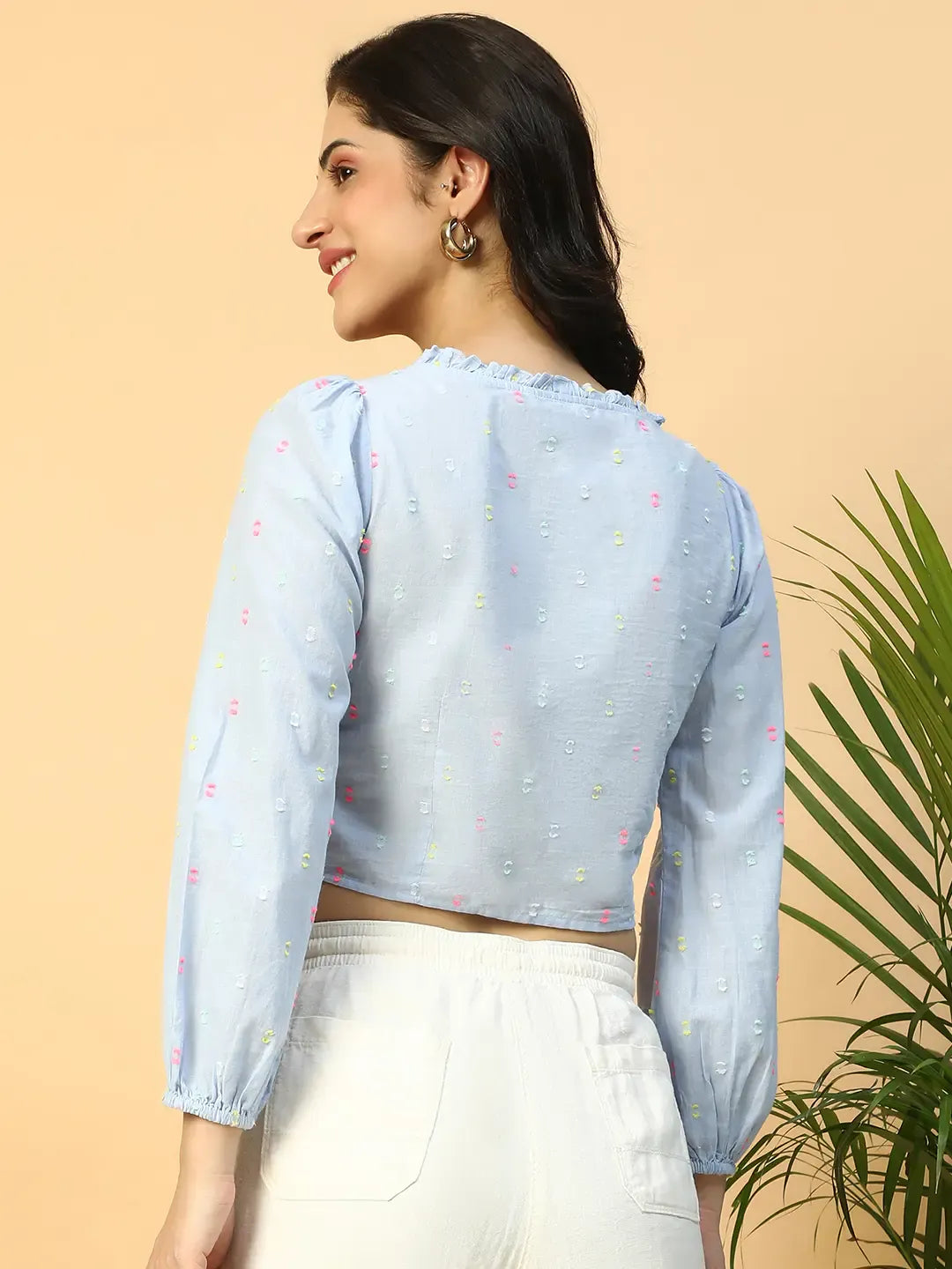 Blue Cotton Crop Top