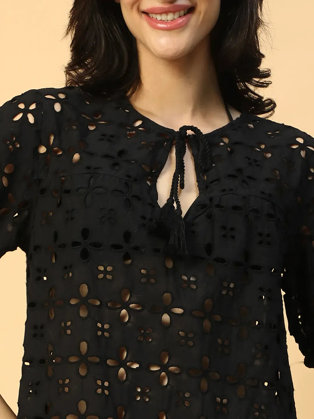 Black Cotton Beachwear Dress