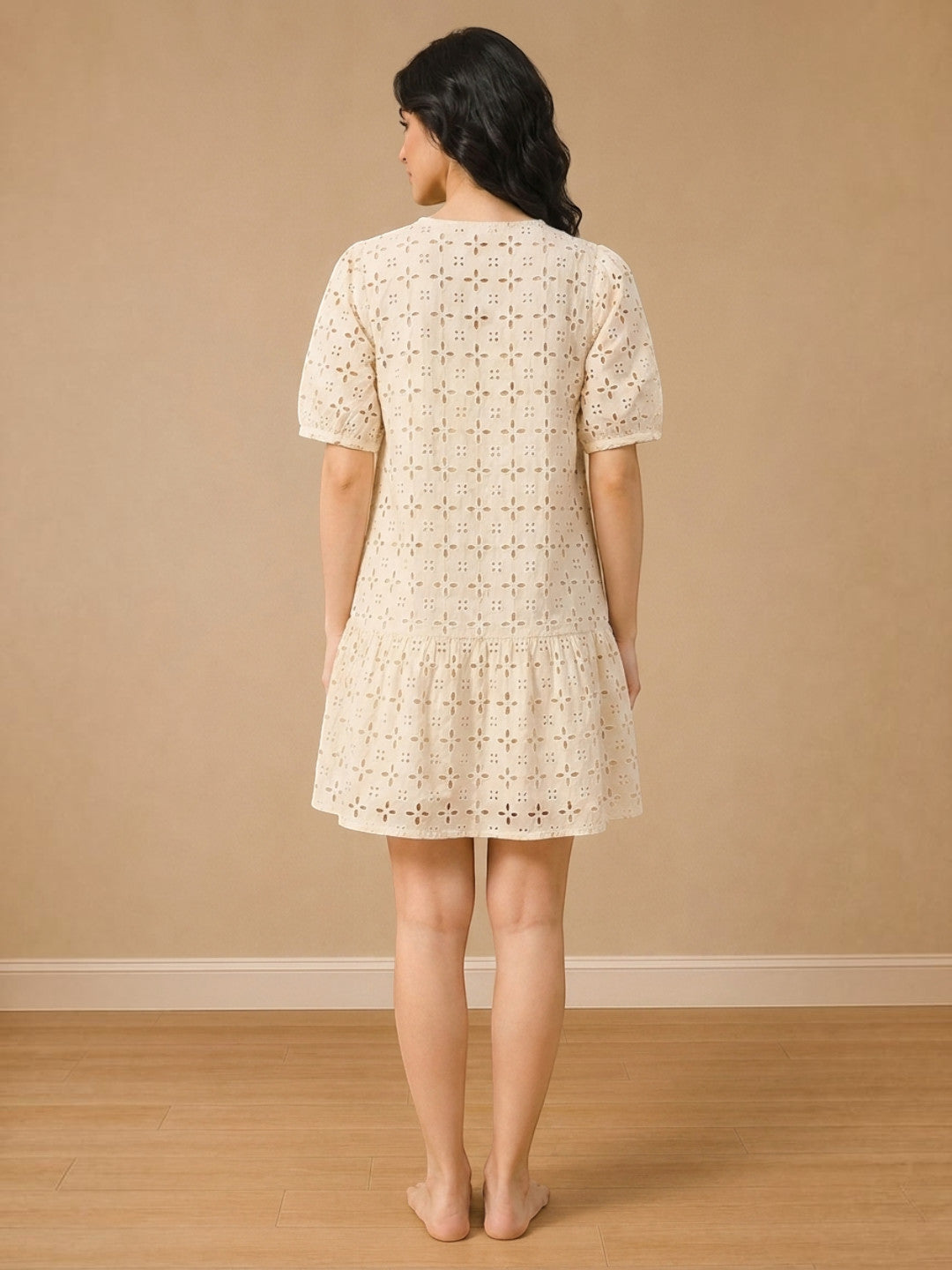 Beige Cotton Beachwear Dress