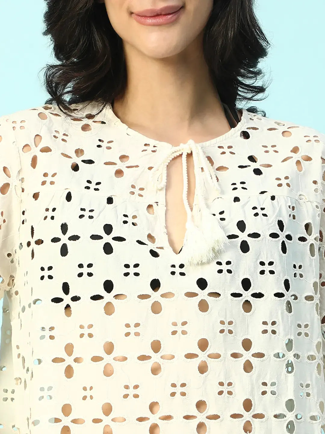 Beige Cotton Beachwear Dress