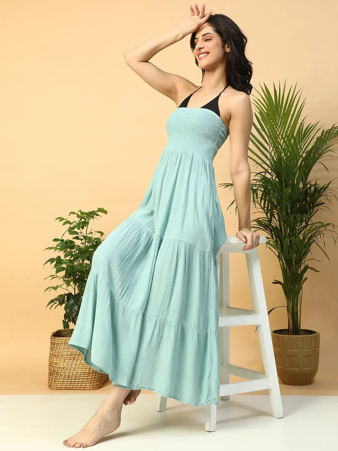 Light Blue Off-Shoulder Beachwear Dress