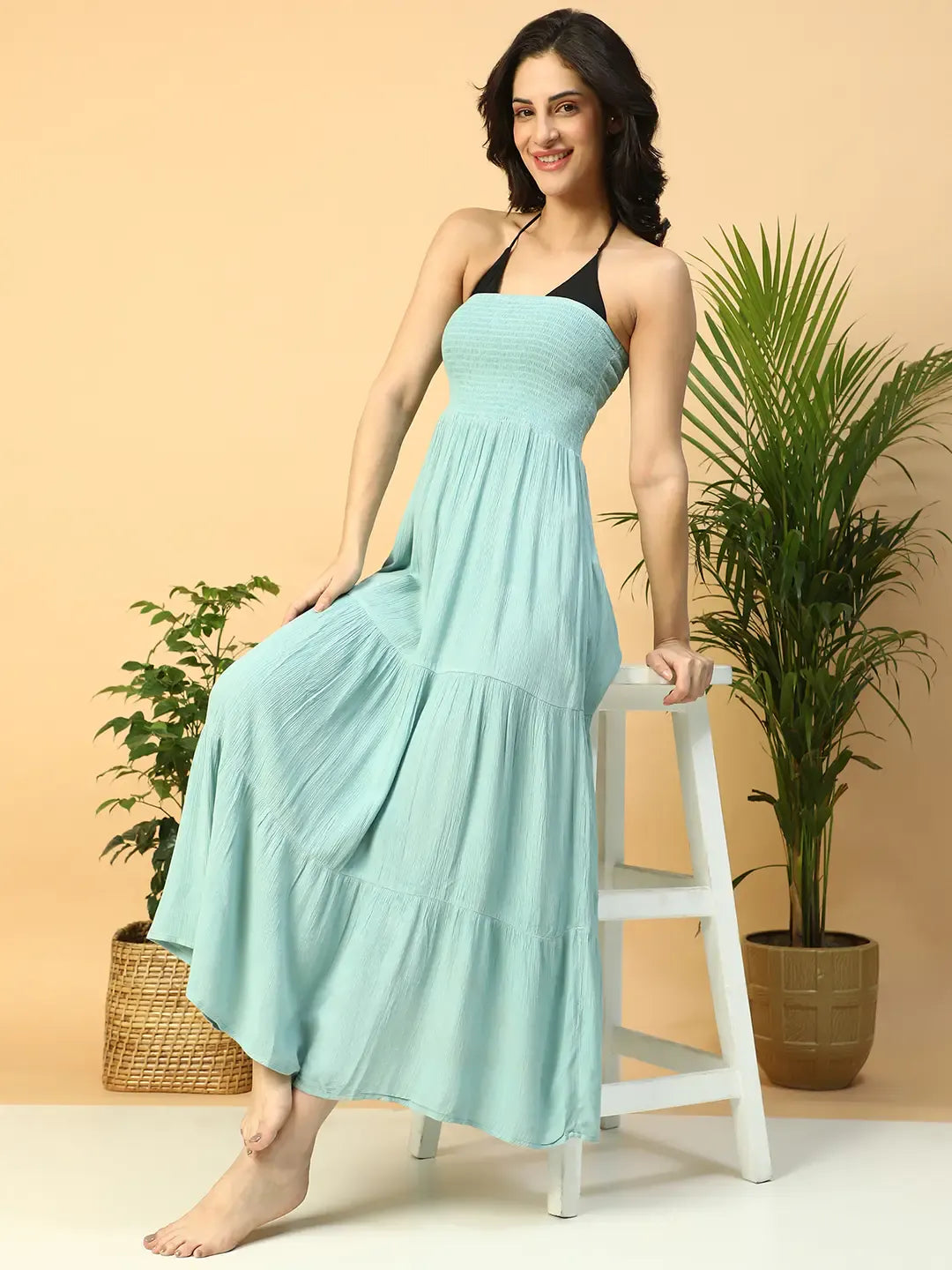 Light Blue Off-Shoulder Beachwear Dress