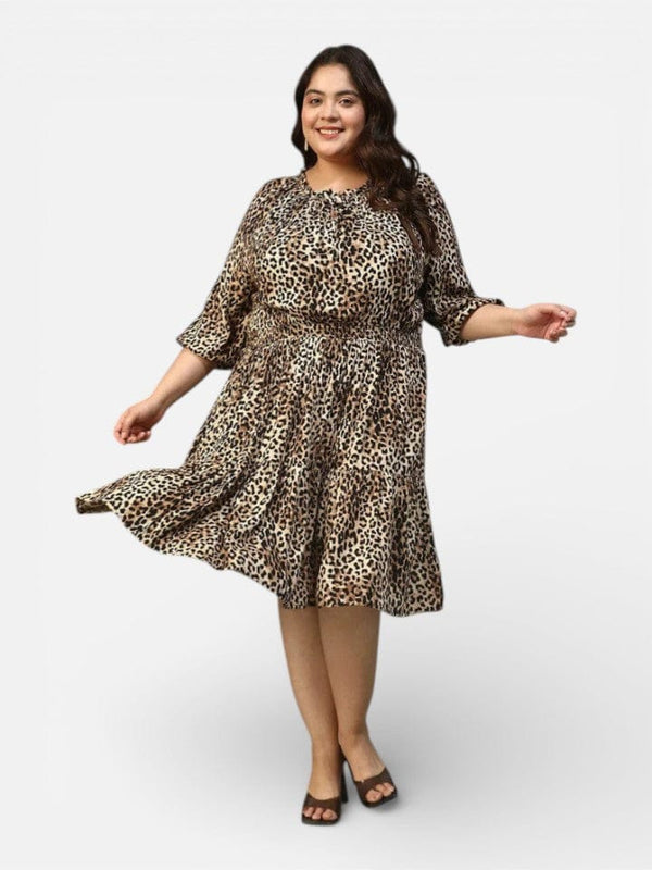 Plus Size Multicolor Animal Print Dress