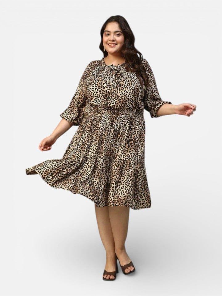 Plus Size Multicolor Animal Print Dress
