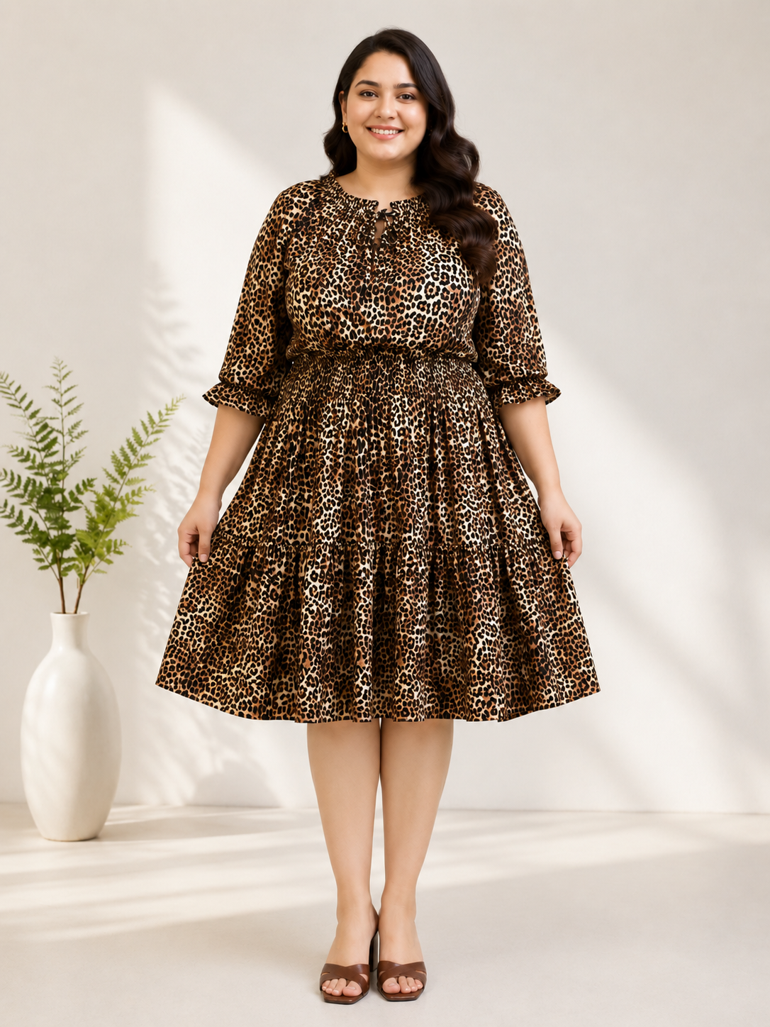 Plus Size Multicolor Animal Print Dress