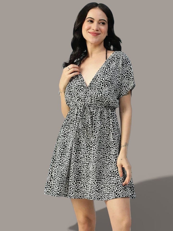 Black Animal Print Beachwear Kaftan