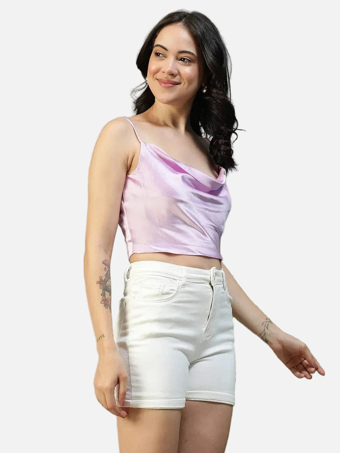 Purple Shoulder Strap Crop Top
