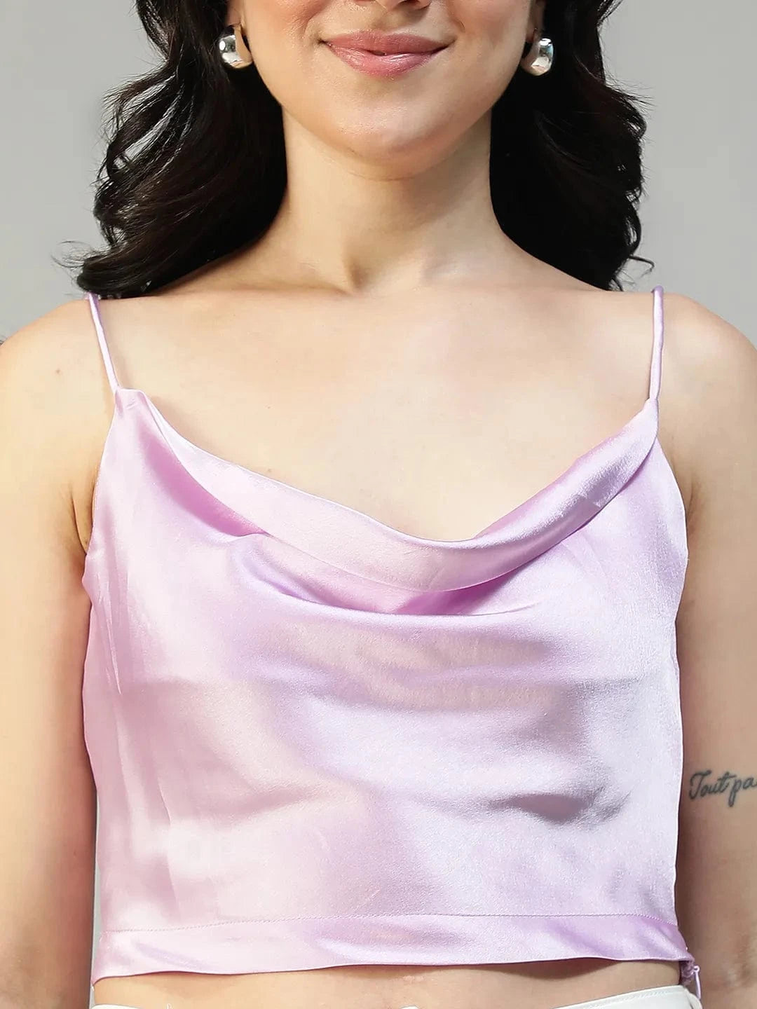 Purple Shoulder Strap Crop Top