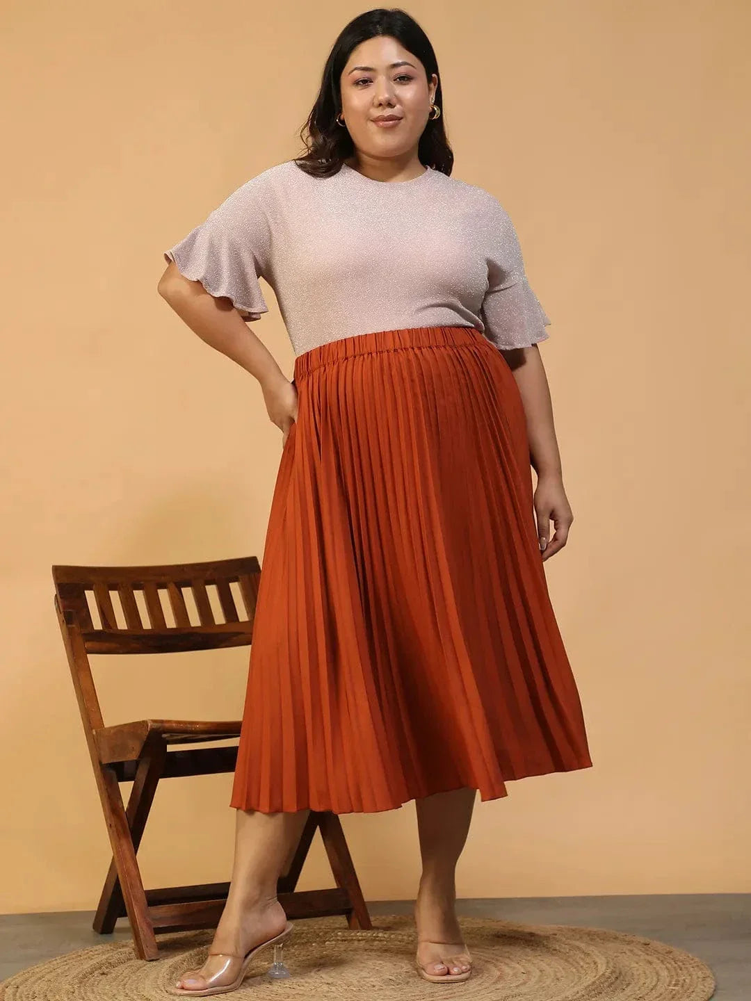 moodcore-rust-elasticated-pleated-plus-size-women-skirt
