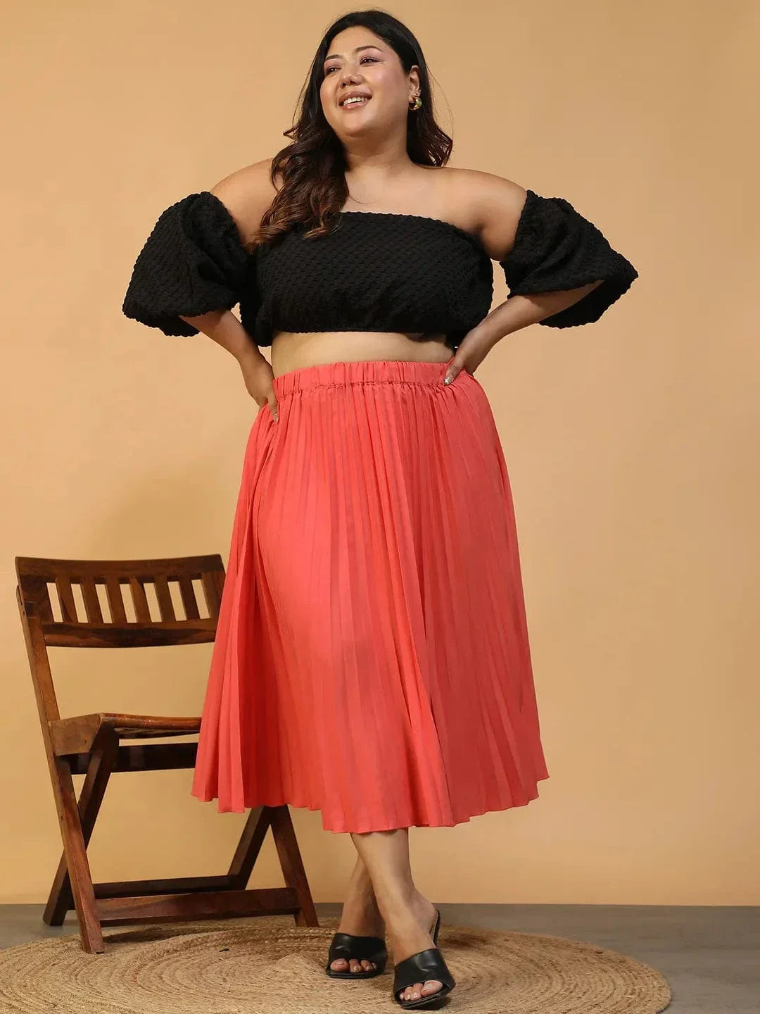 Plus Size Coral Skirt