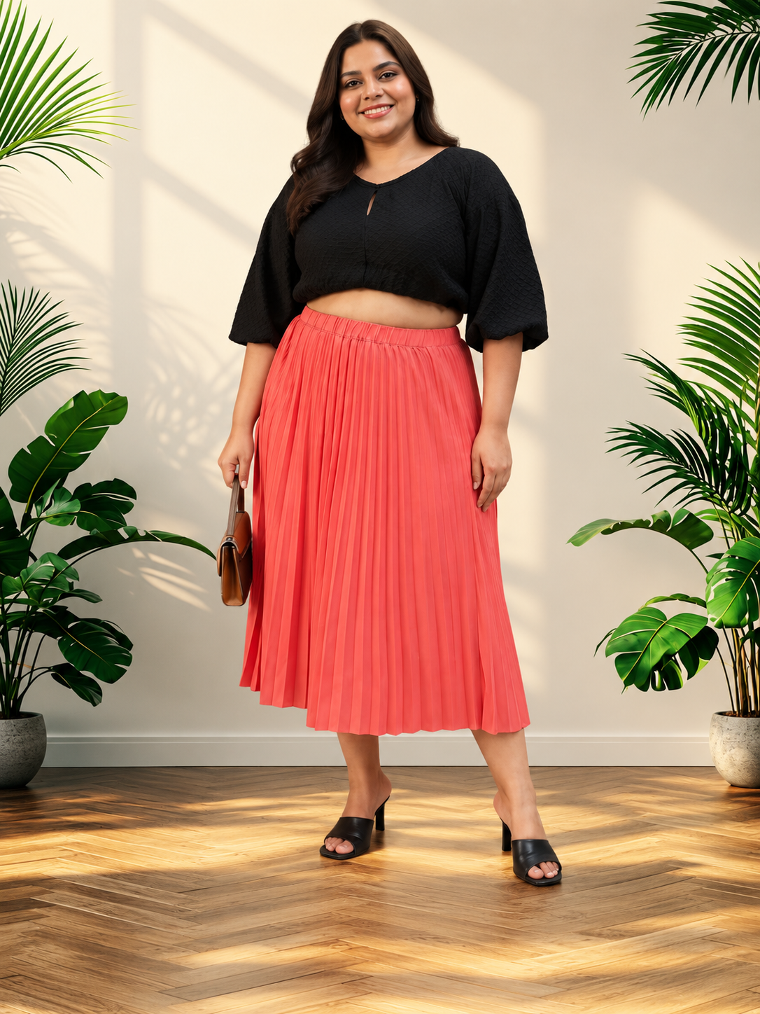 Plus Size Coral Skirt