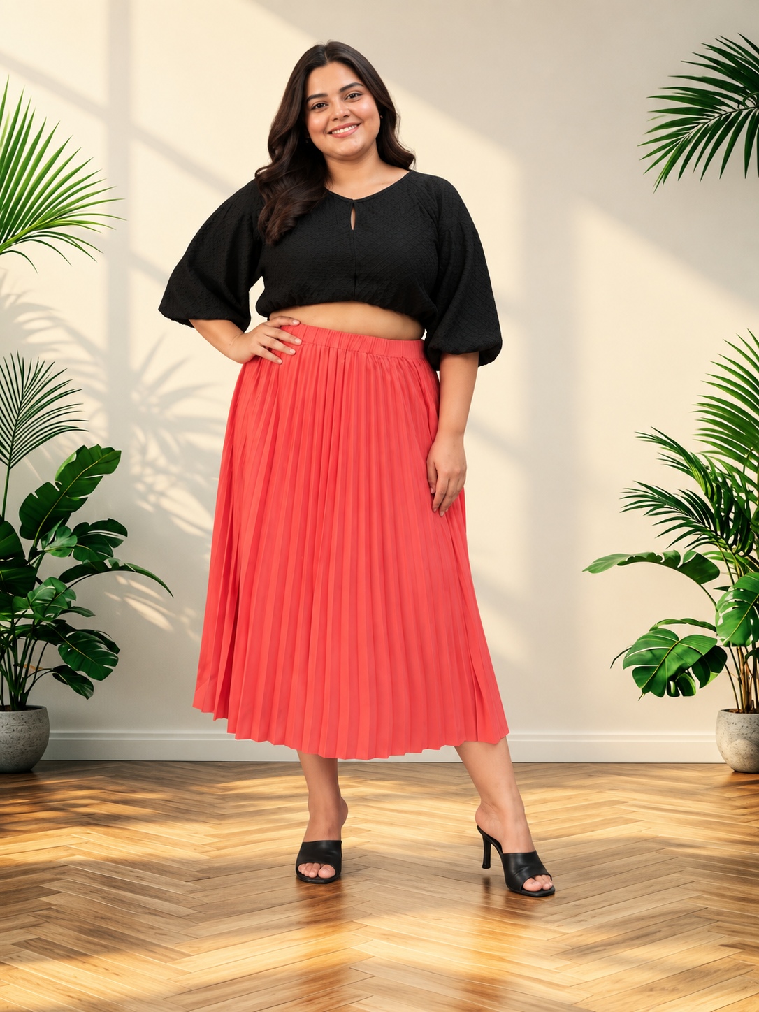 Plus Size Coral Skirt