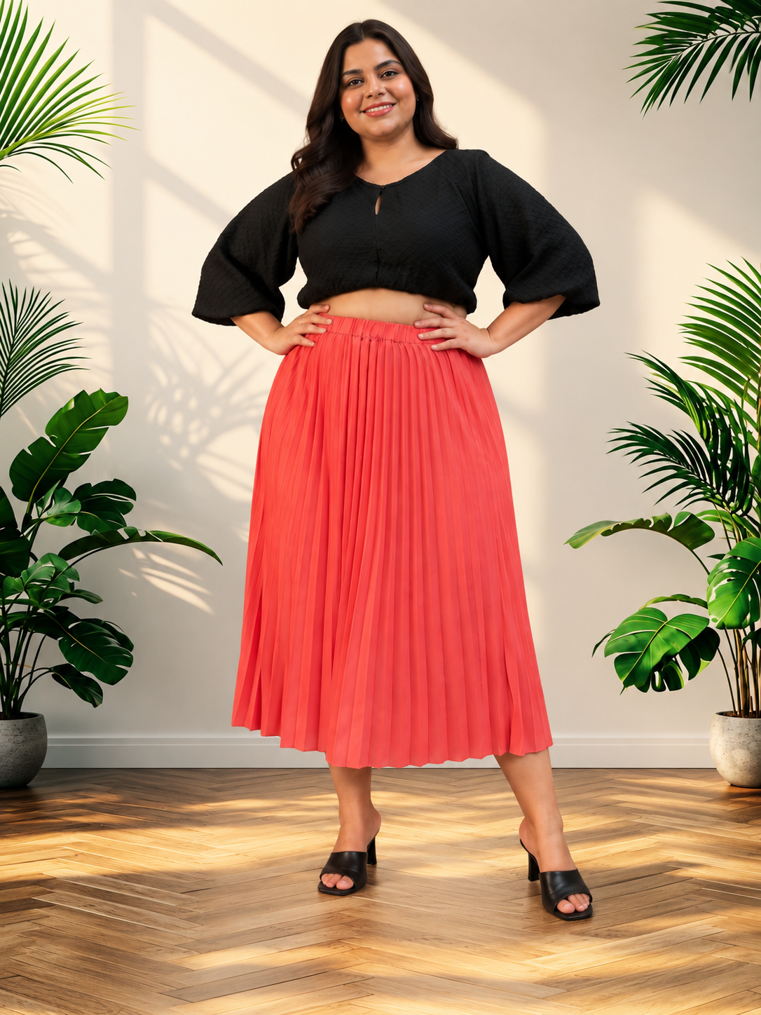 Plus Size Coral Skirt