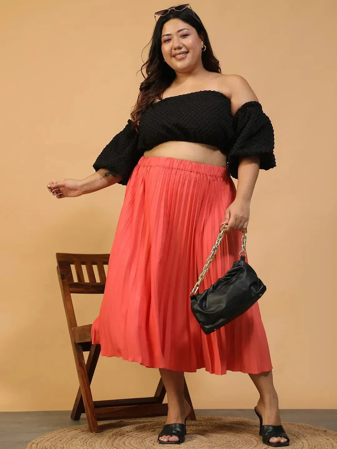 Plus Size Coral Skirt