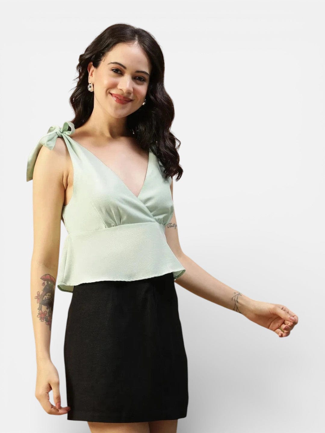Light Green Shoulder Strap Top
