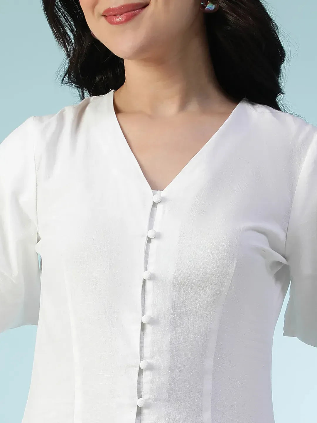 Women White Cotton Linen Dress