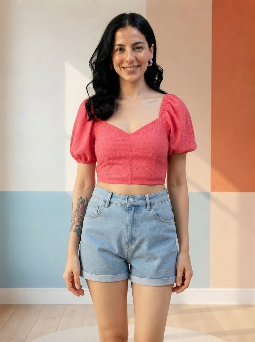 Women Pink Crop Top