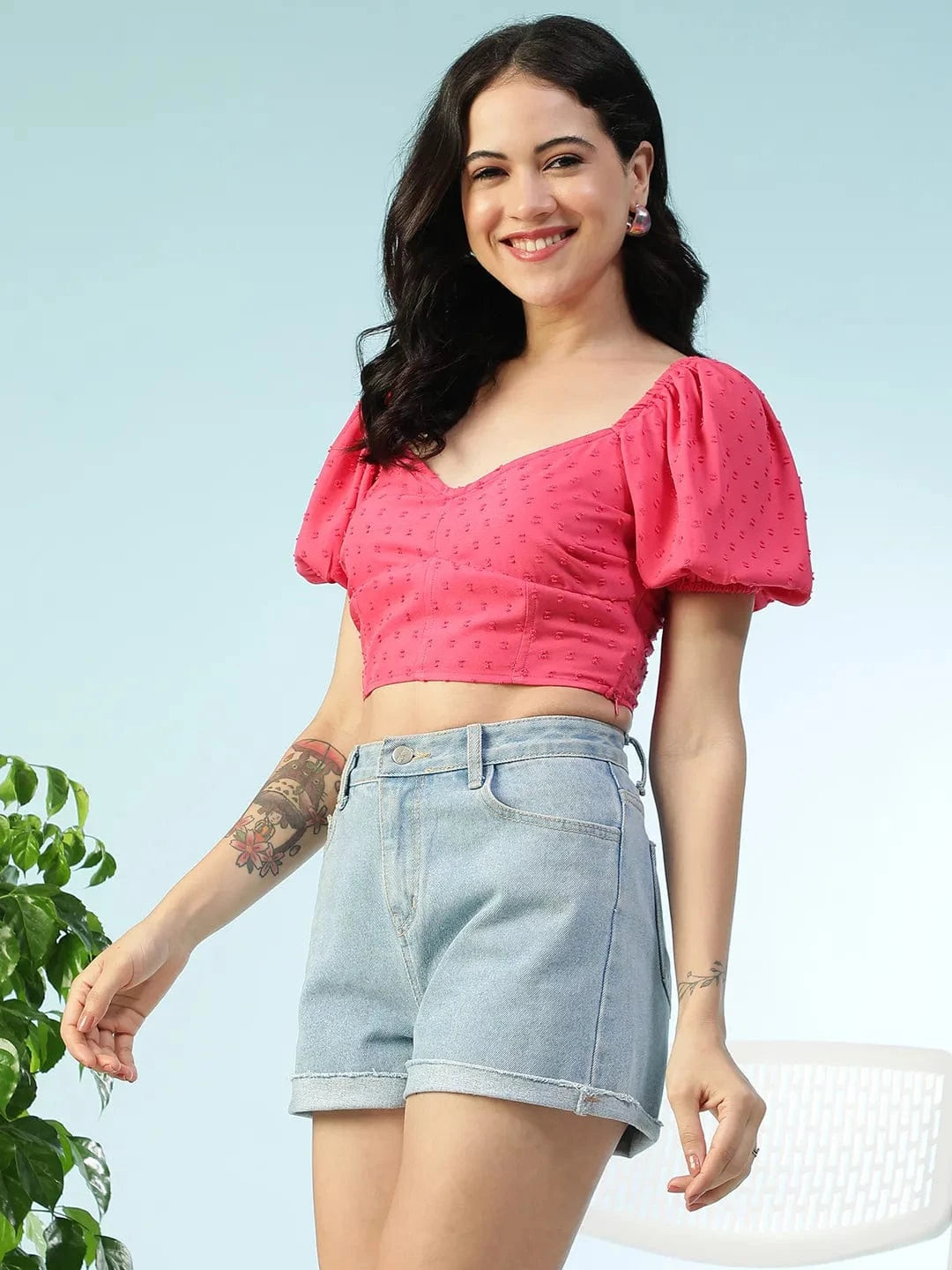 Women Pink Crop Top