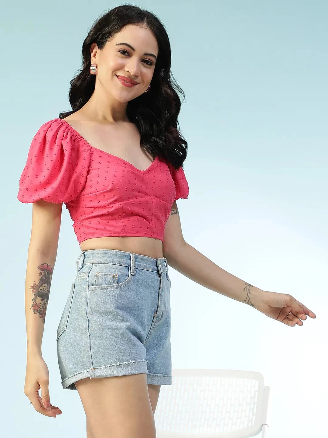 Women Pink Crop Top