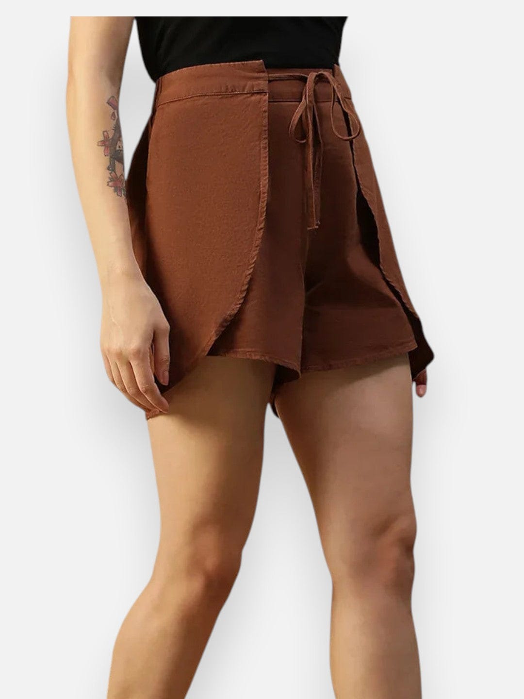 Women Brown Cotton Short
