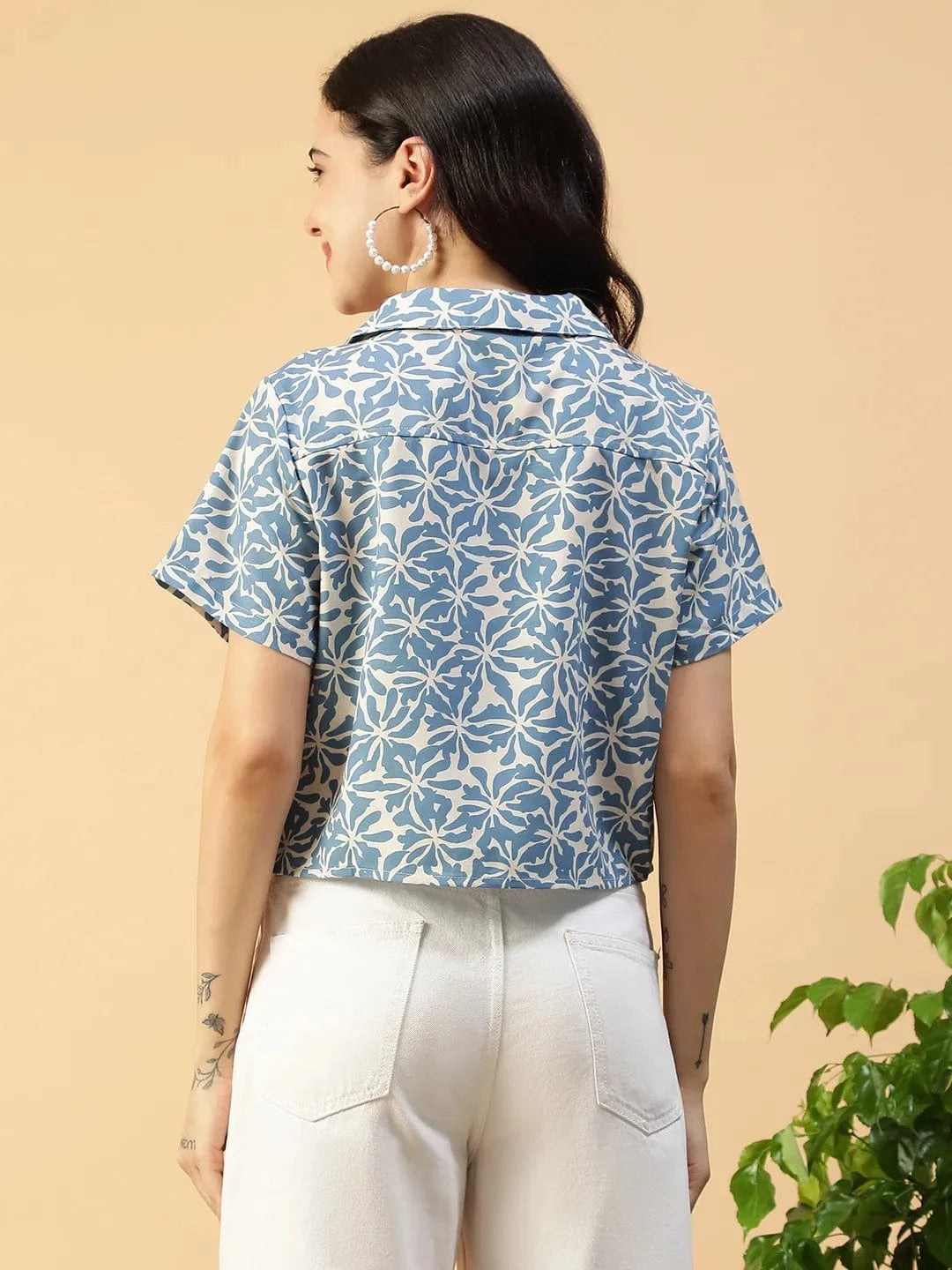 Blue Floral Print Top