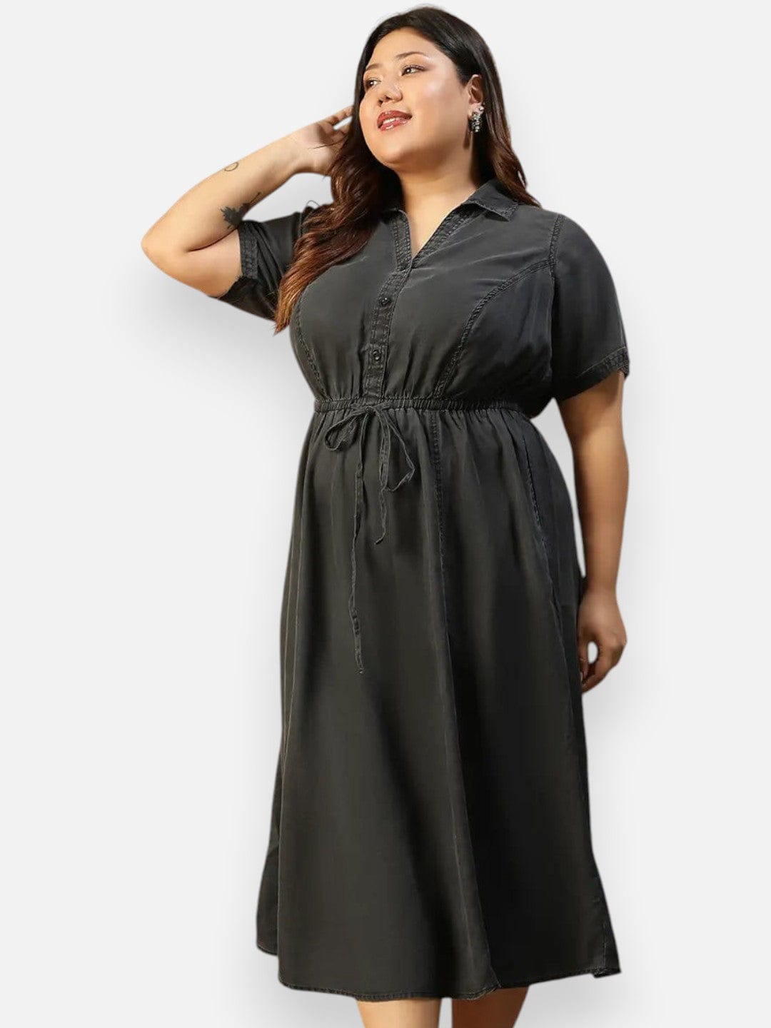 Plus Size Black Cotton Dress