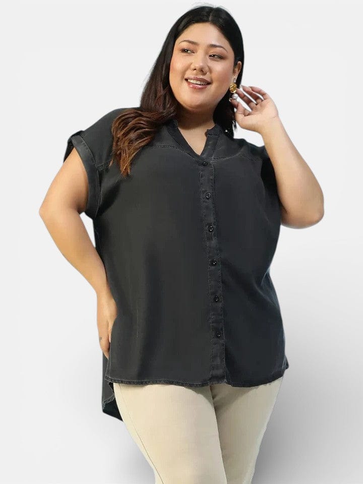 Plus Size Black Cotton Top