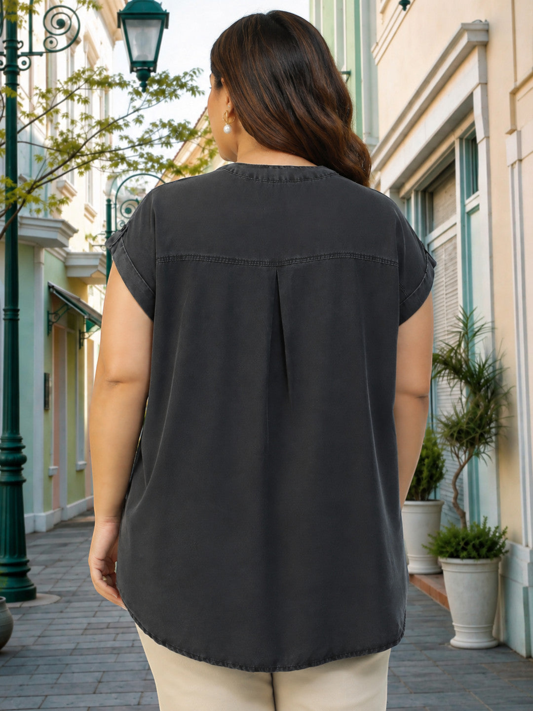 Plus Size Black Cotton Top