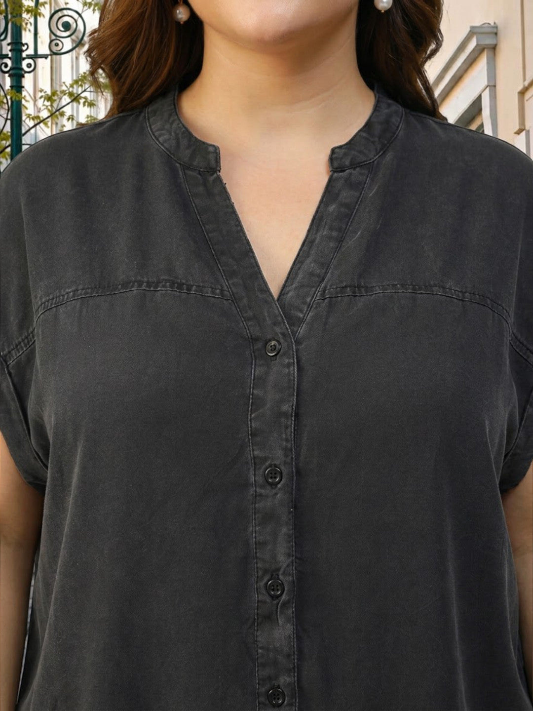 Plus Size Black Cotton Top