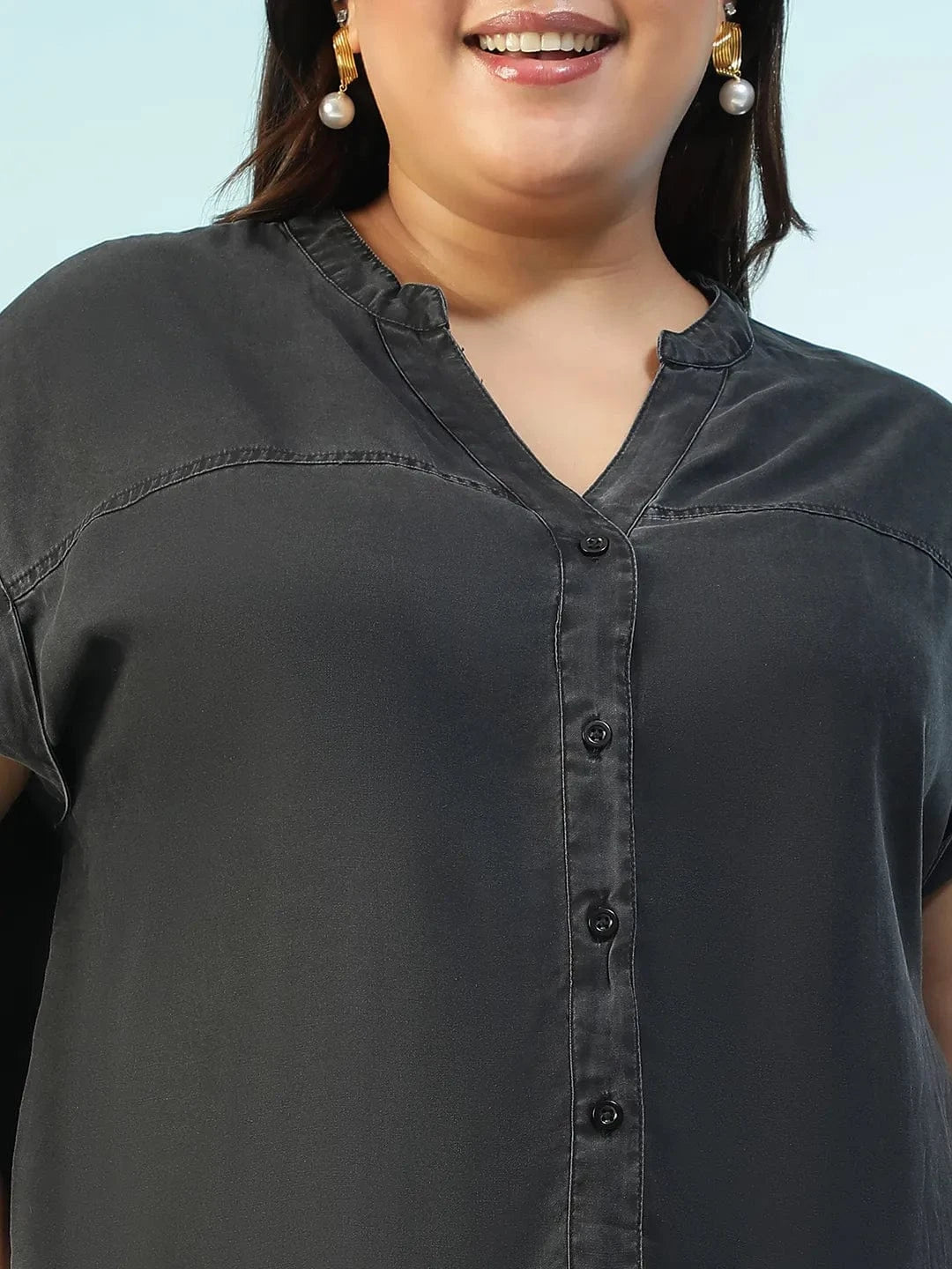 Plus Size Black Cotton Top