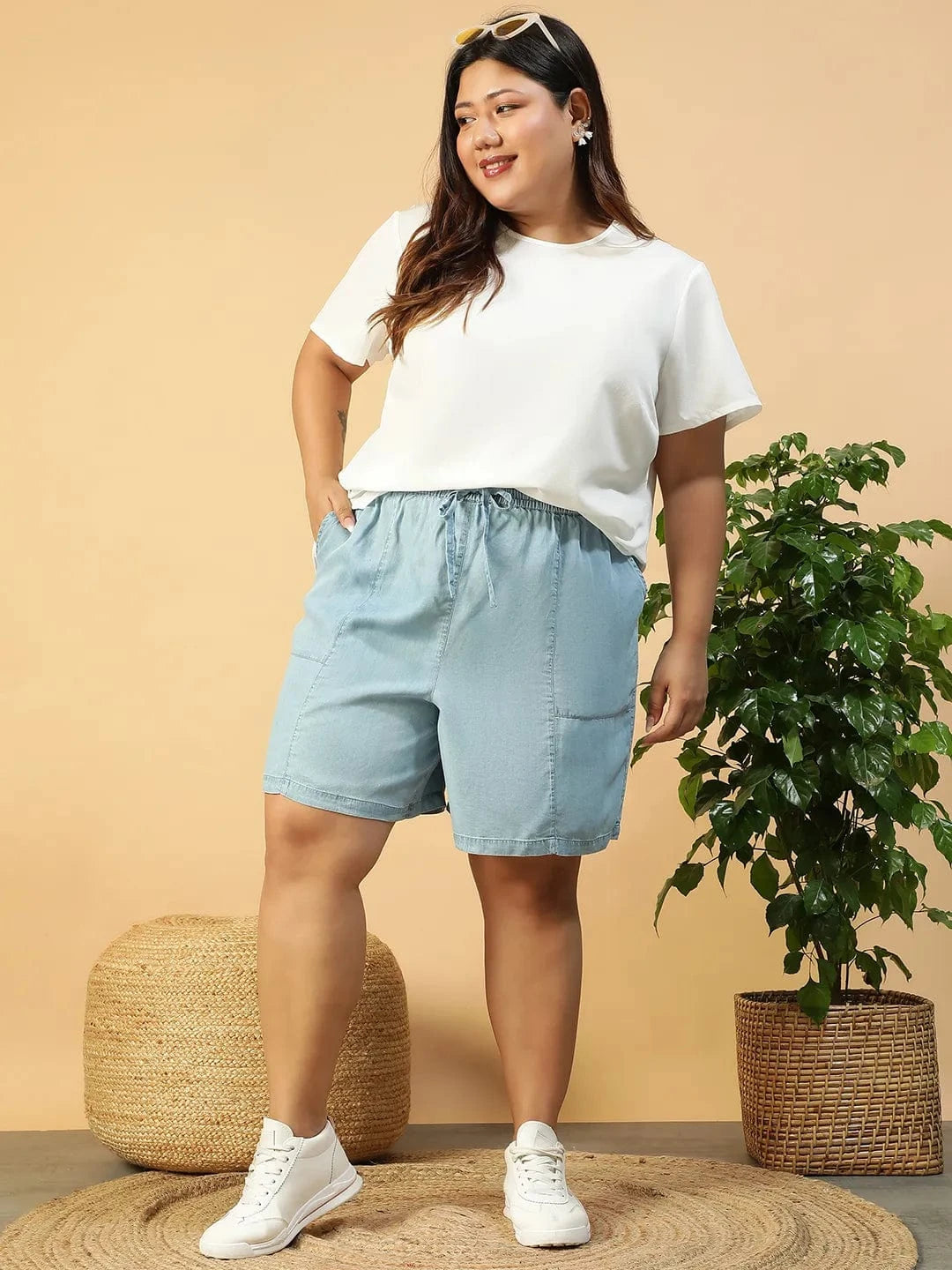 Plus Size Blue Short