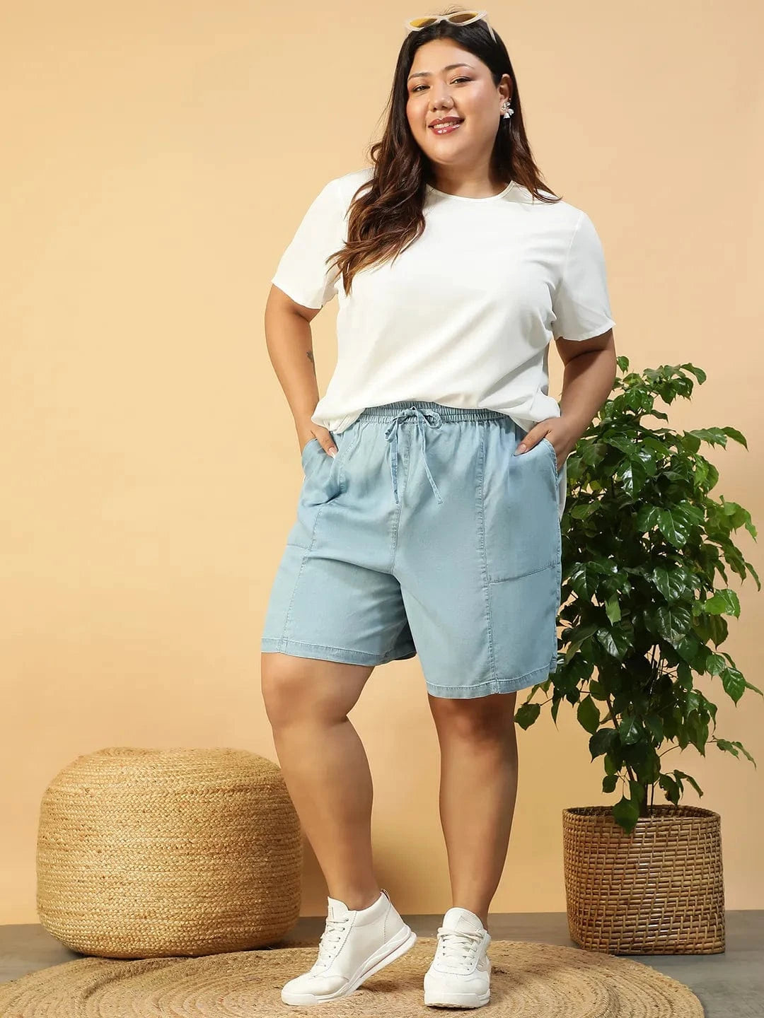 Plus Size Blue Short