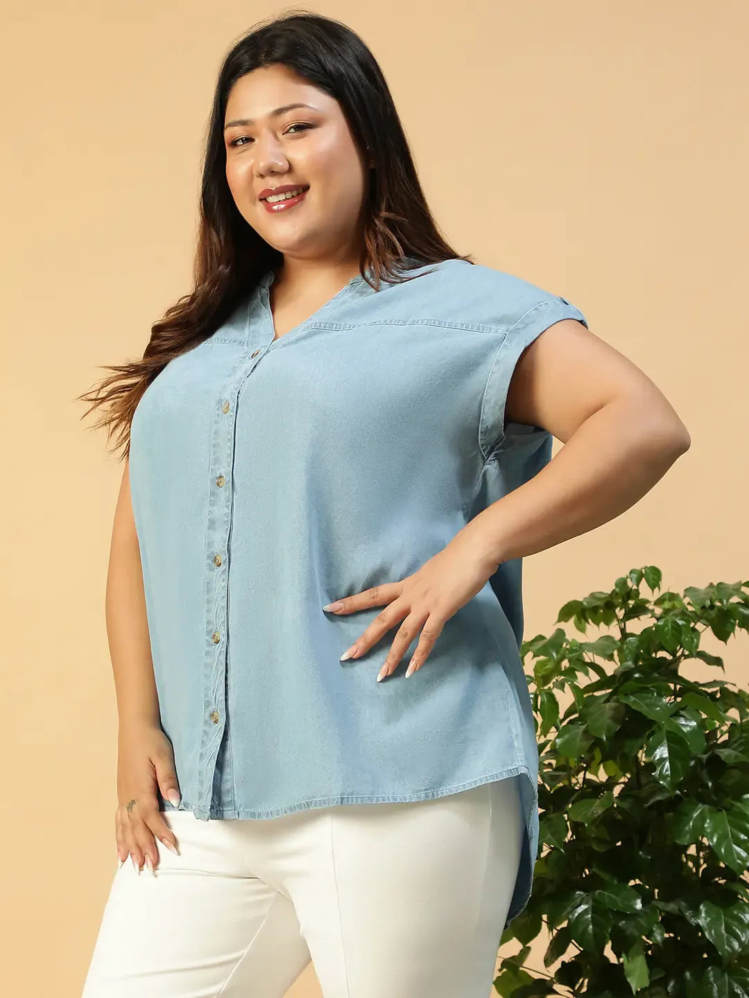 plus-size-blue-women-s-cotton-denim-top