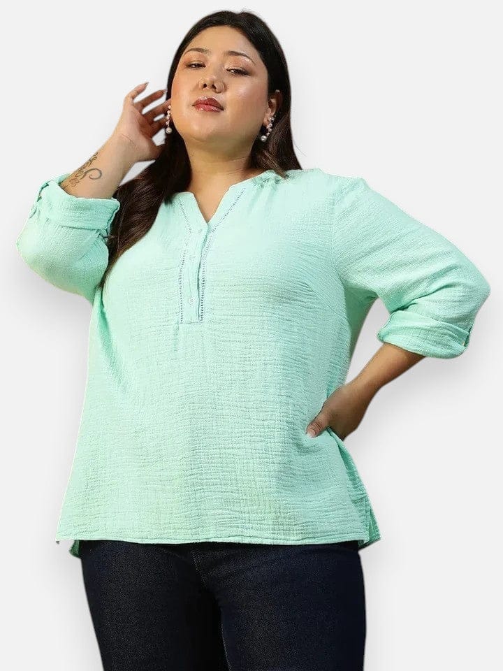Plus Size Green Cotton Top