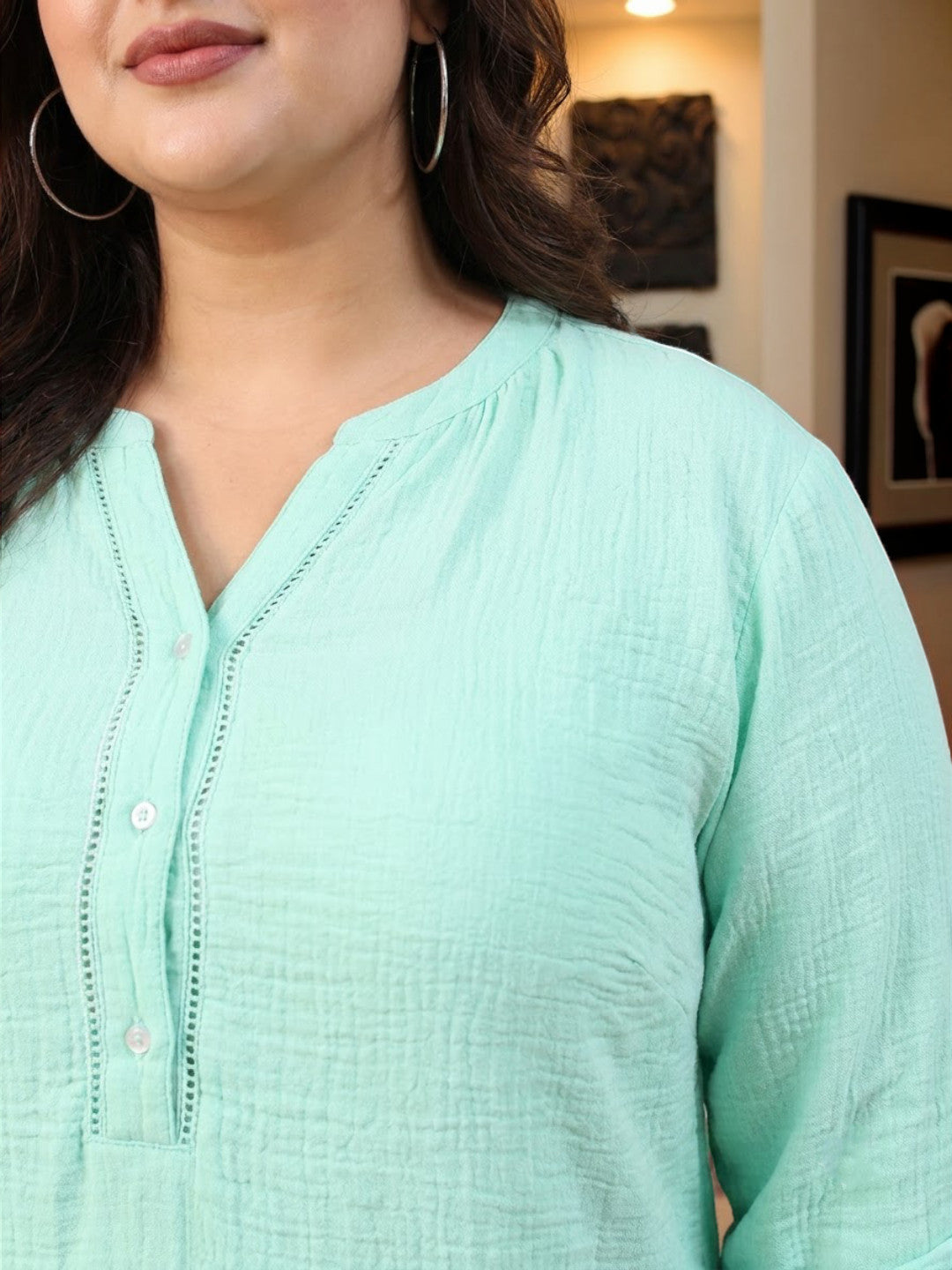 Plus Size Green Cotton Top