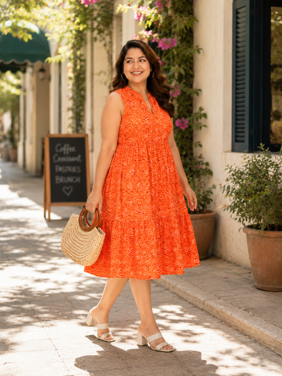 plus size orange floral dress
