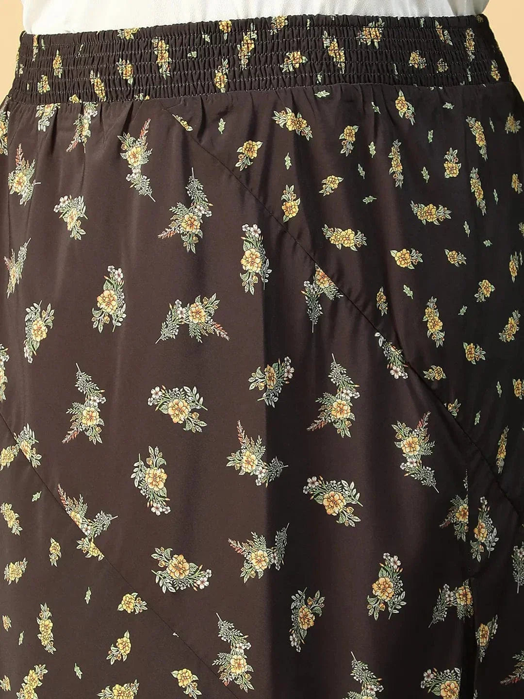 Plus Size Black Floral Print Skirt