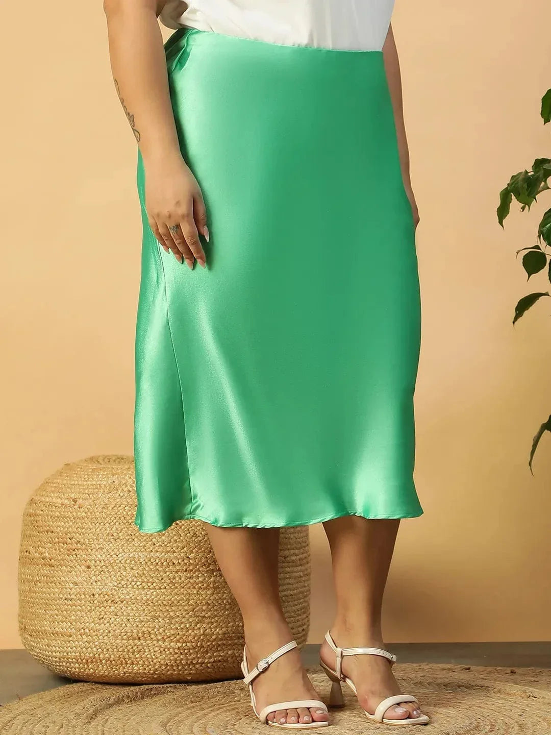 Plus Size Green Skirt