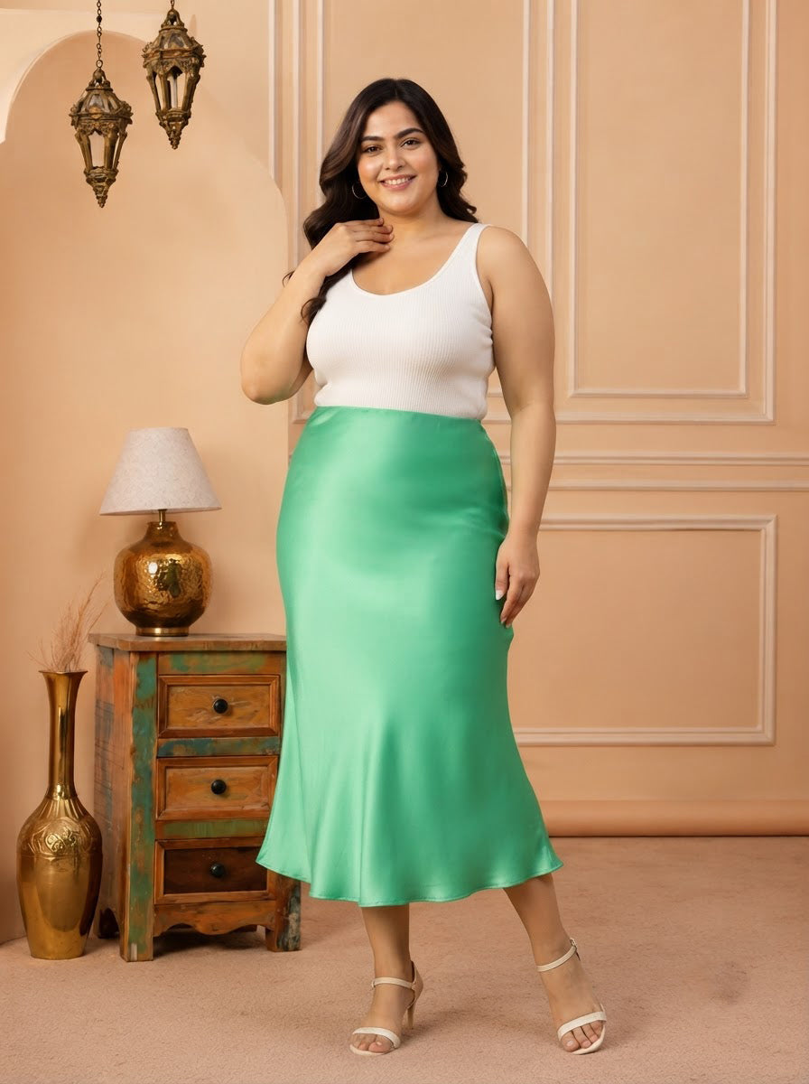 Plus Size Green Skirt