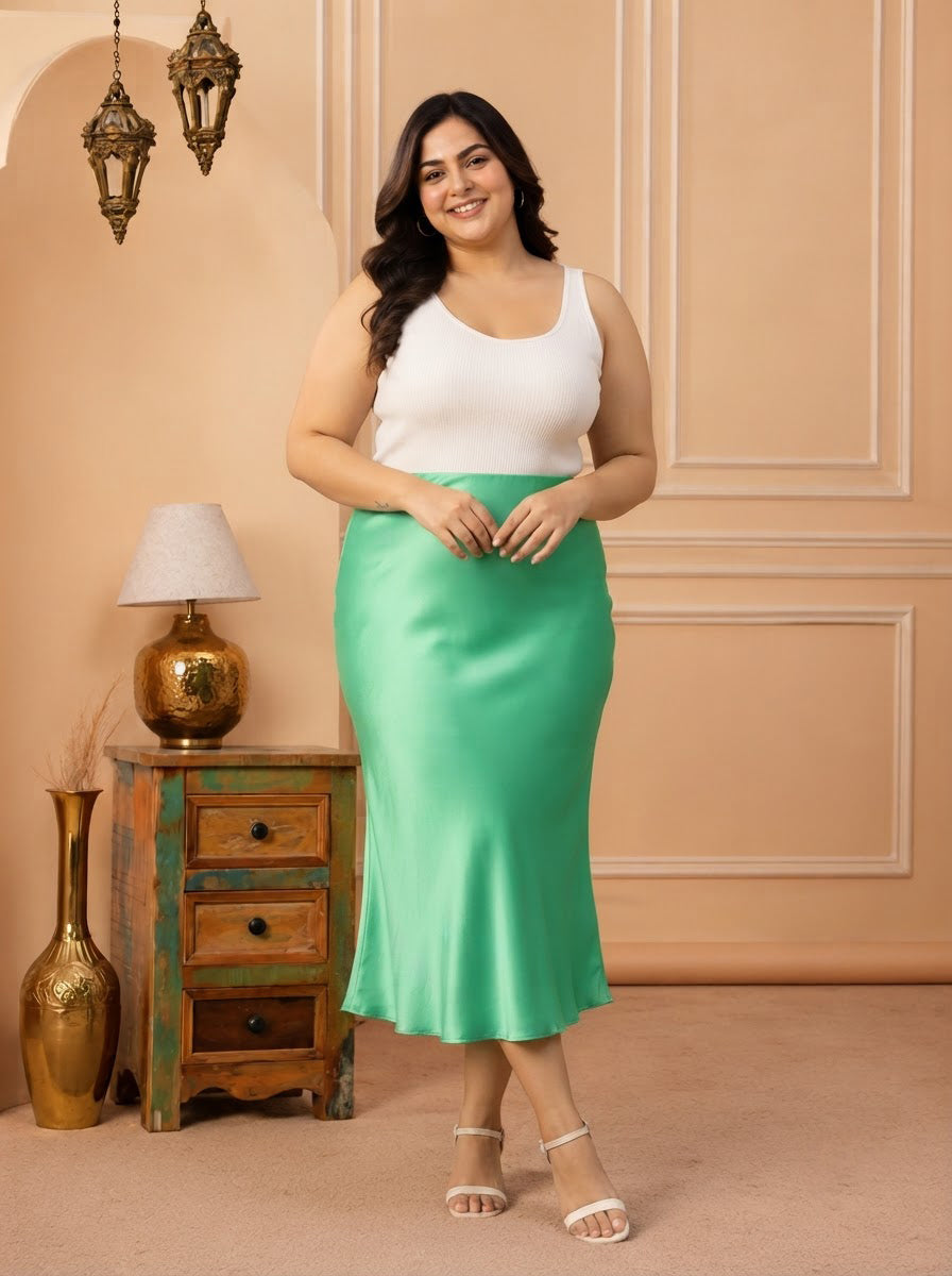 Plus Size Green Skirt